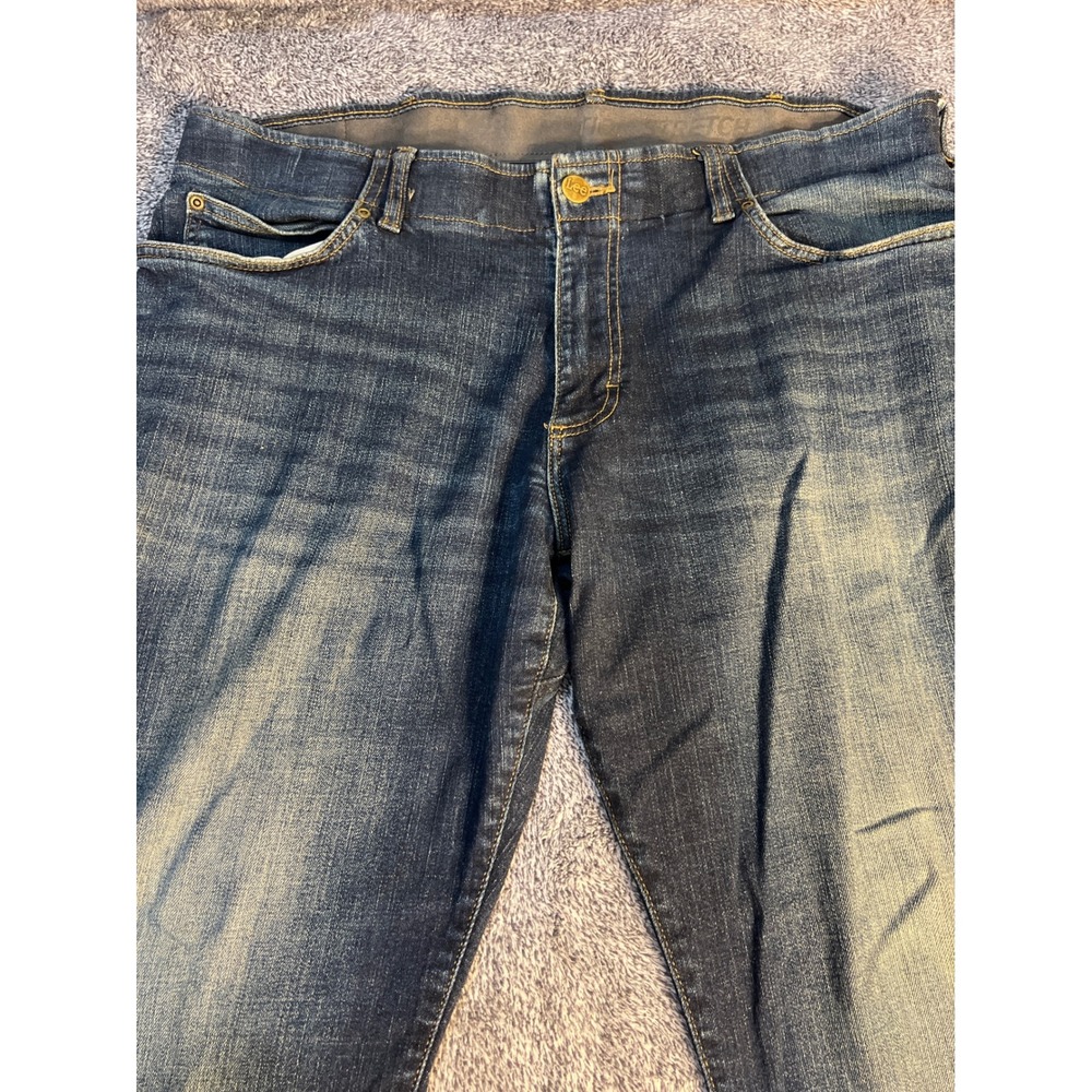Lee Mens Extreme Motion Straight Leg Jeans Dark Wash Blue Stretch Denim 38x27